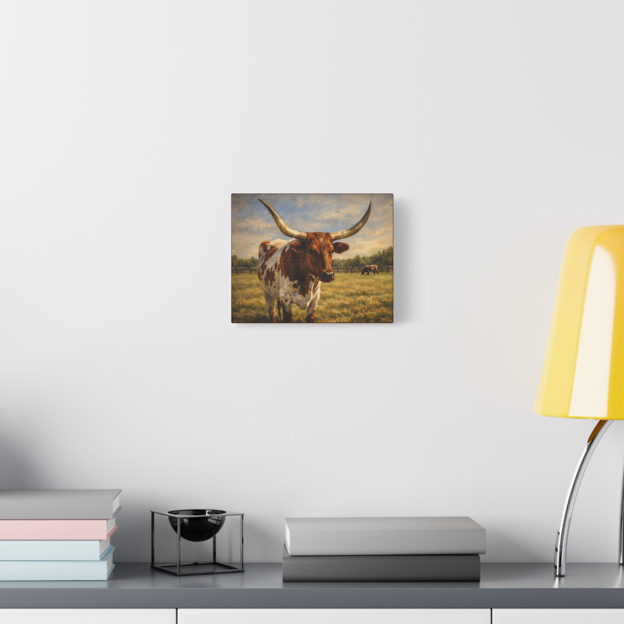 Texas Longhorn Canvas Wall Art — Rustic Farmhouse Matte Stretched Canvas