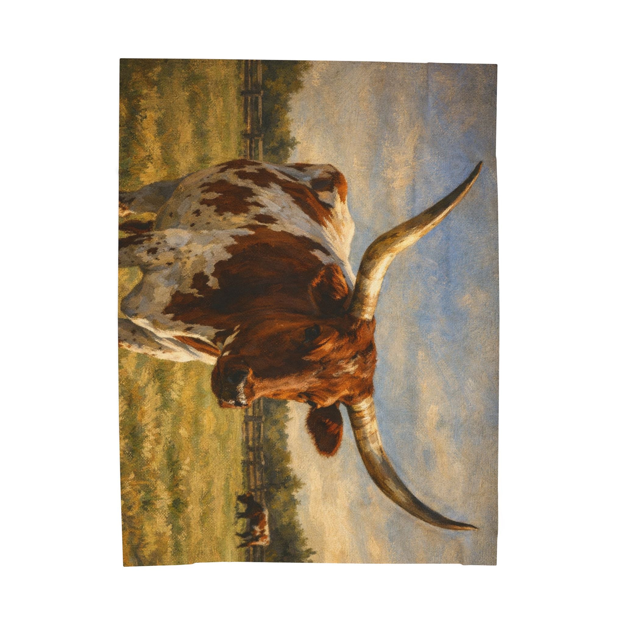 Longhorn Cattle Velveteen Plush Blanket — Western Ranch Rustic Throw