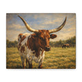 Texas Longhorn Canvas Wall Art — Rustic Farmhouse Matte Stretched Canvas