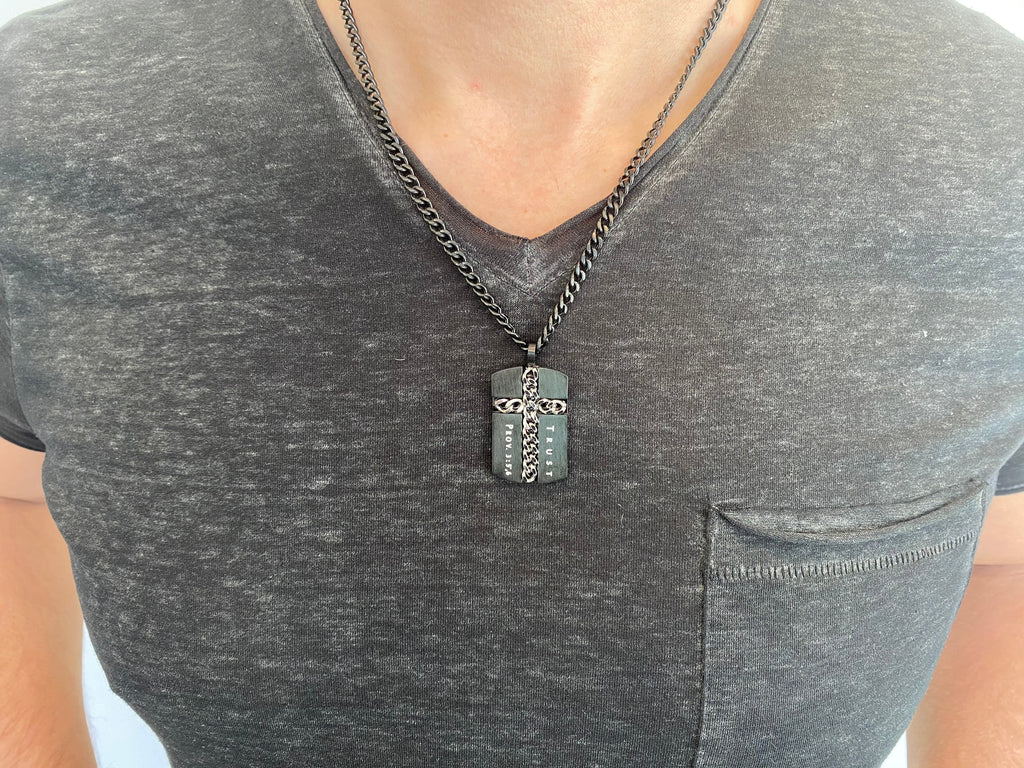 Black Chain Cross Necklace