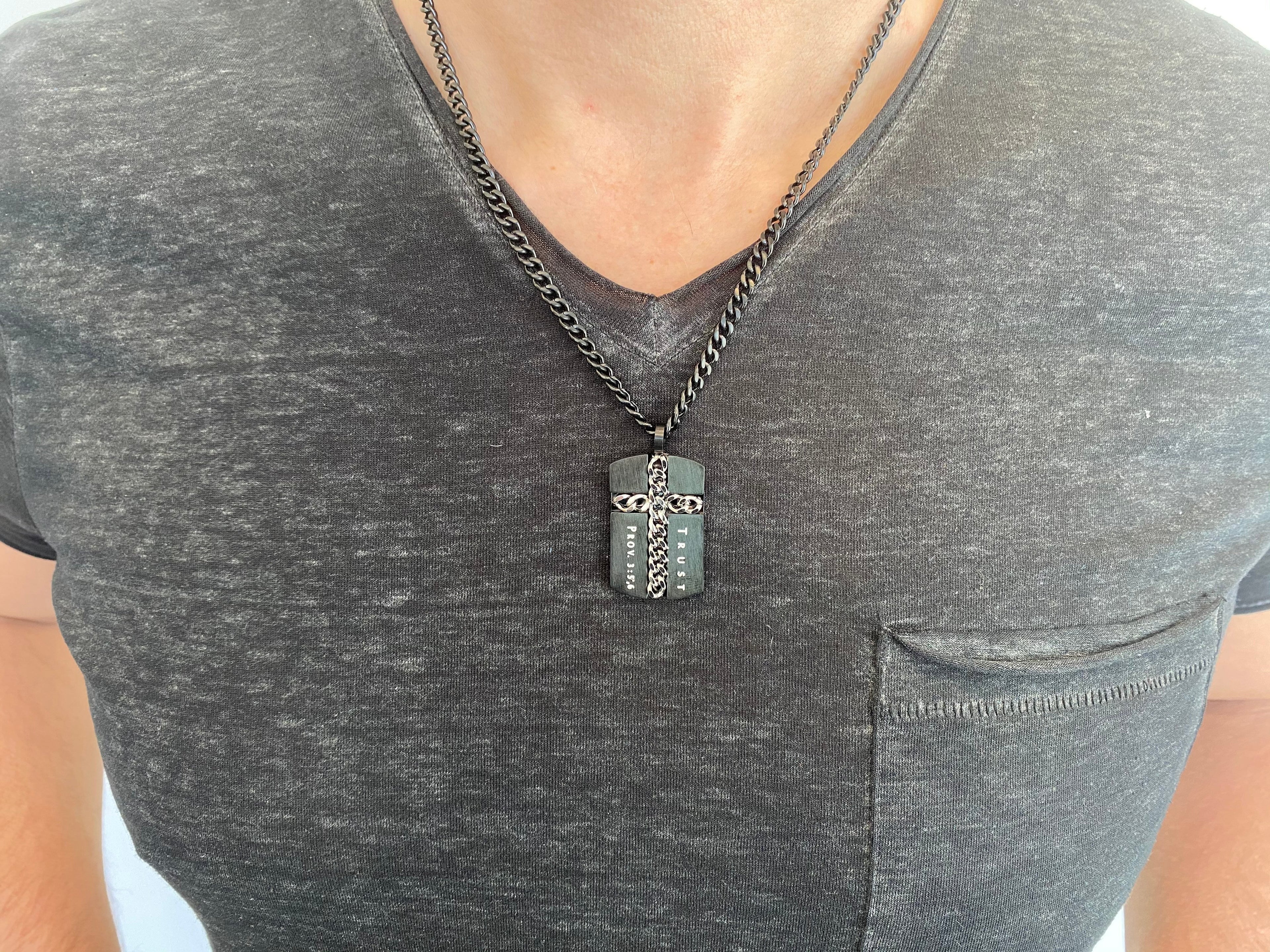 Black Chain Cross Necklace
