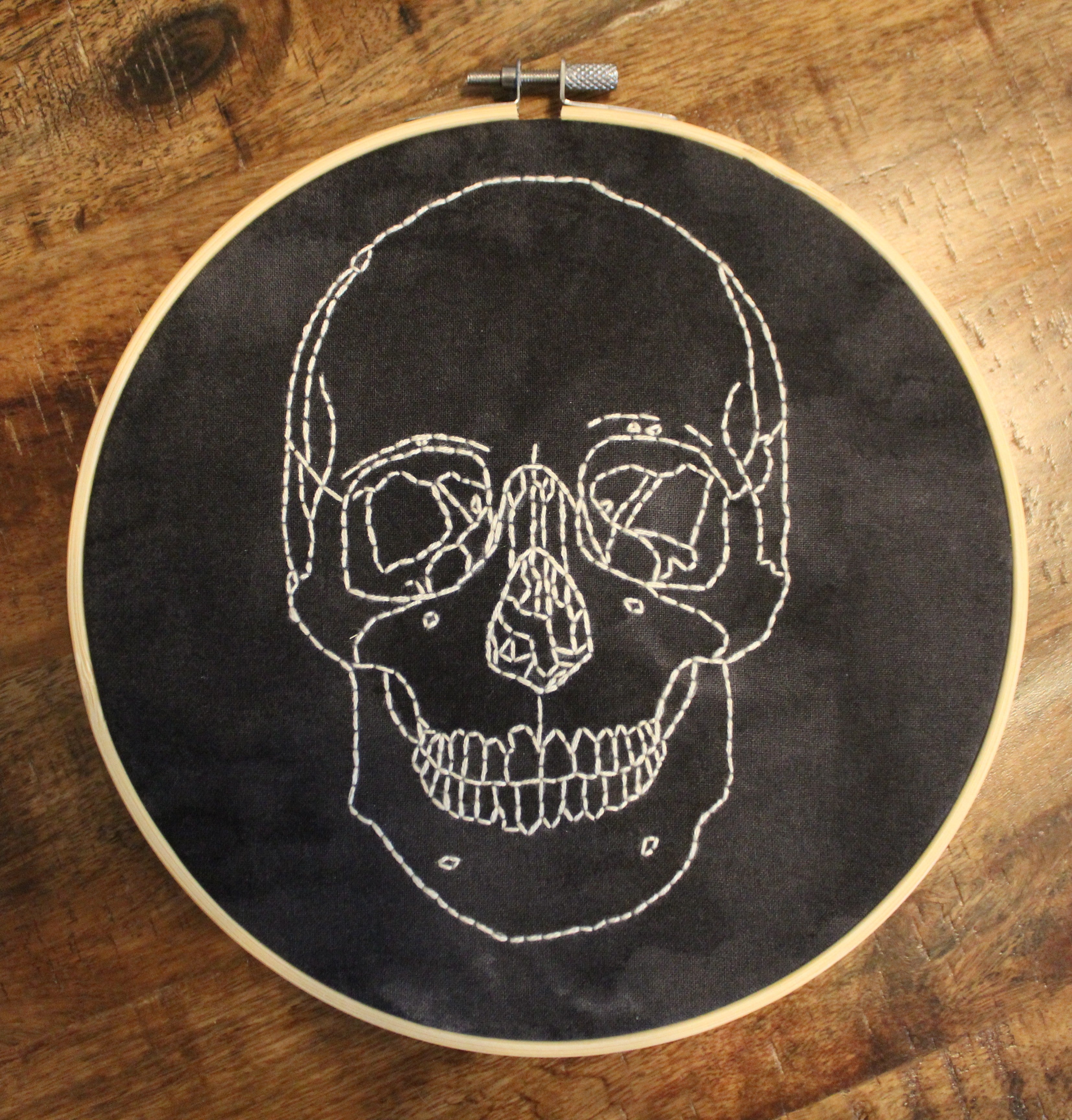 White Thread Skull Embroidery