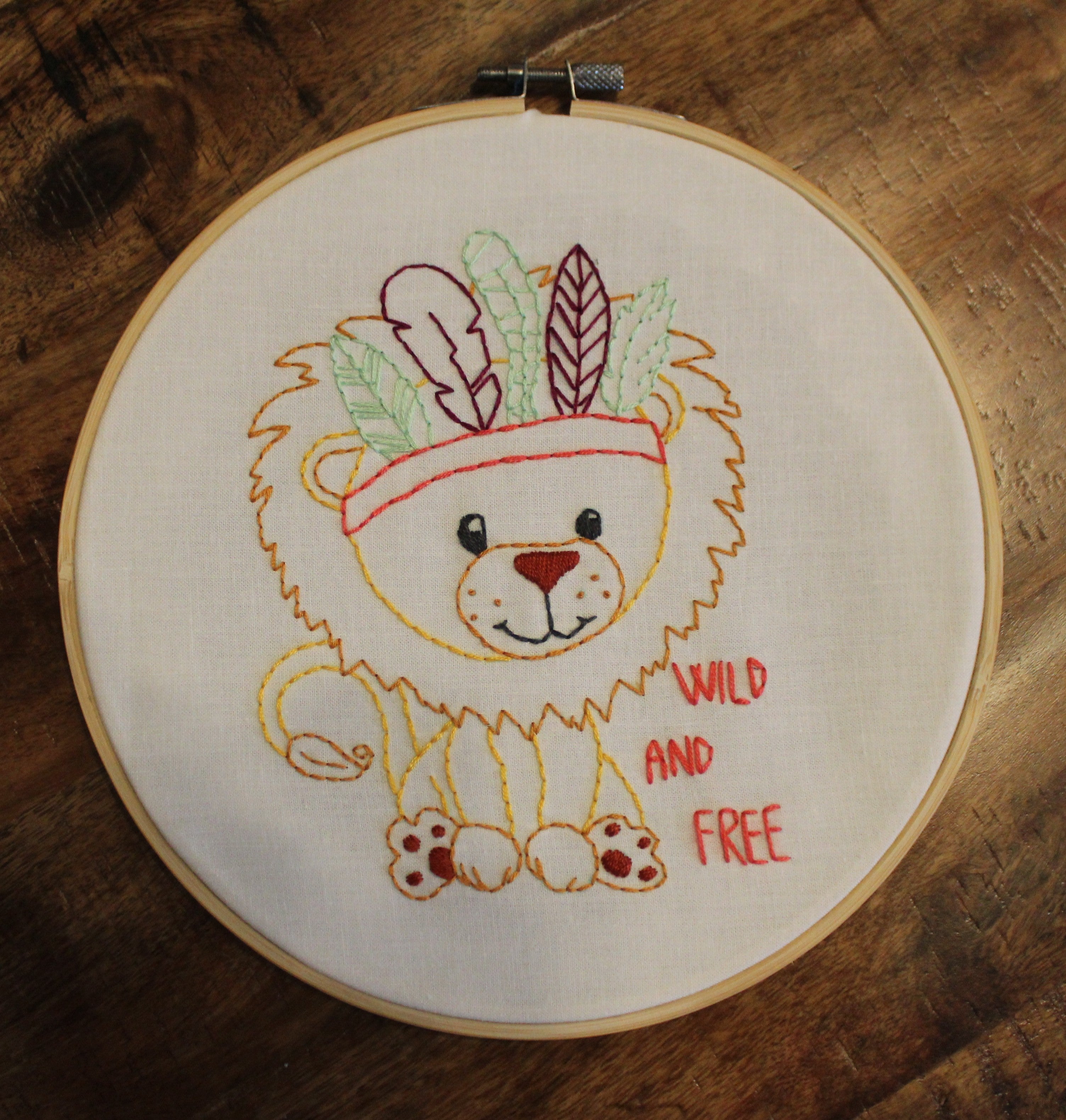 Wild & Free Lion Embroidery