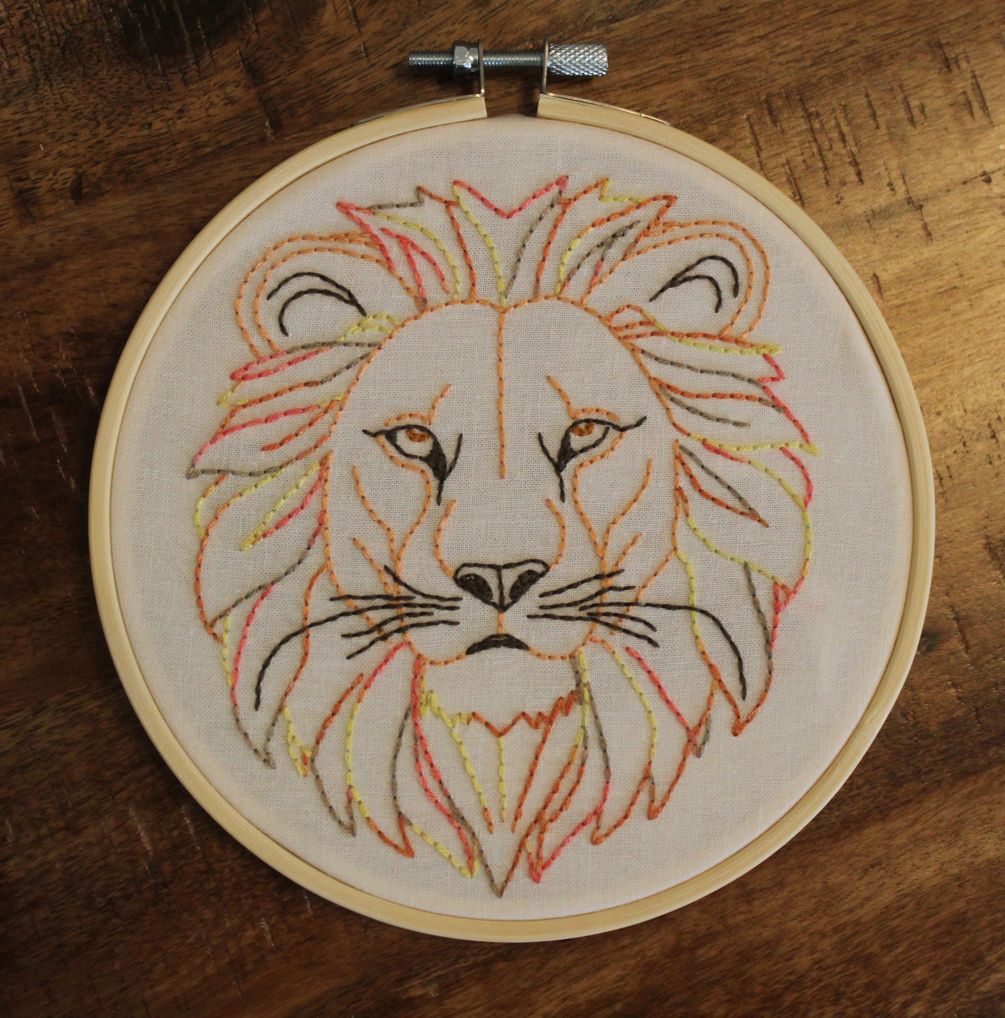 Sunlit Lion Embroidery