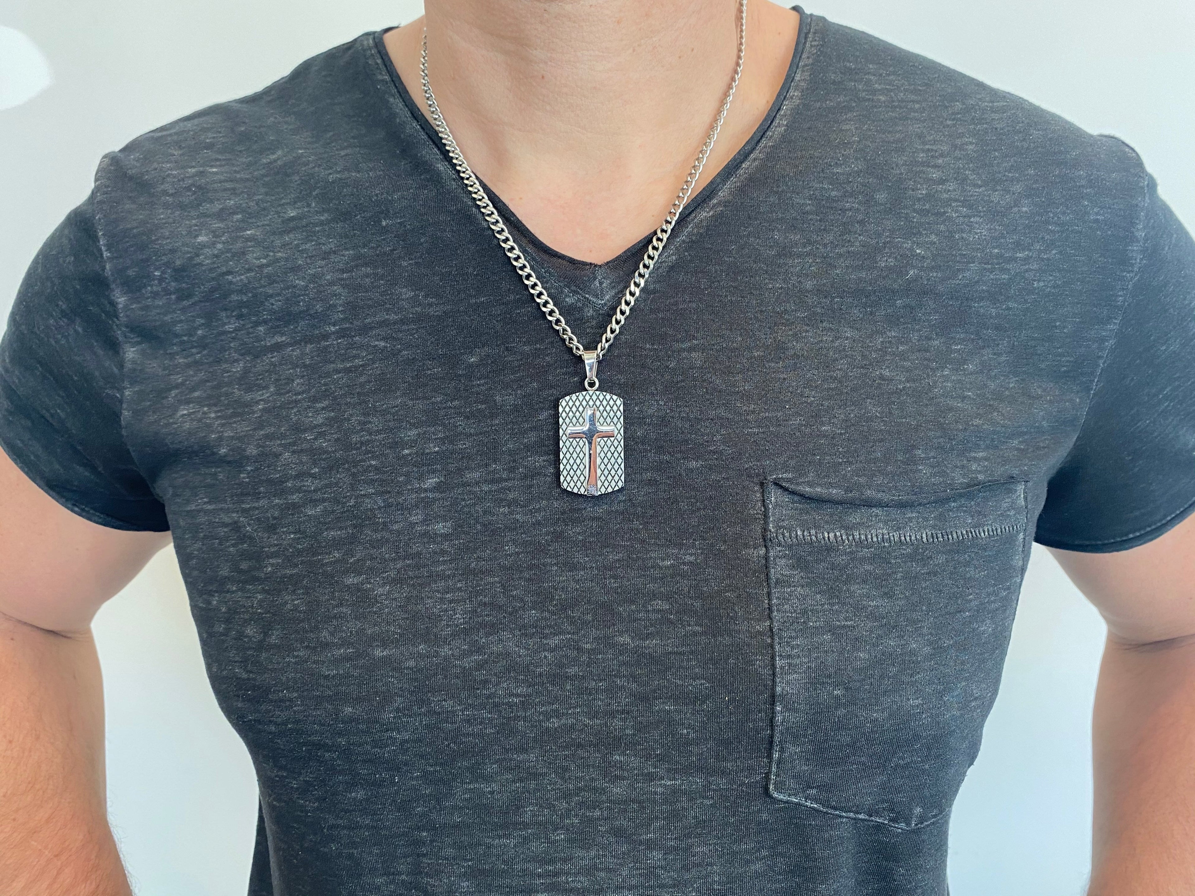 Diamond Back Shield Cross Necklace