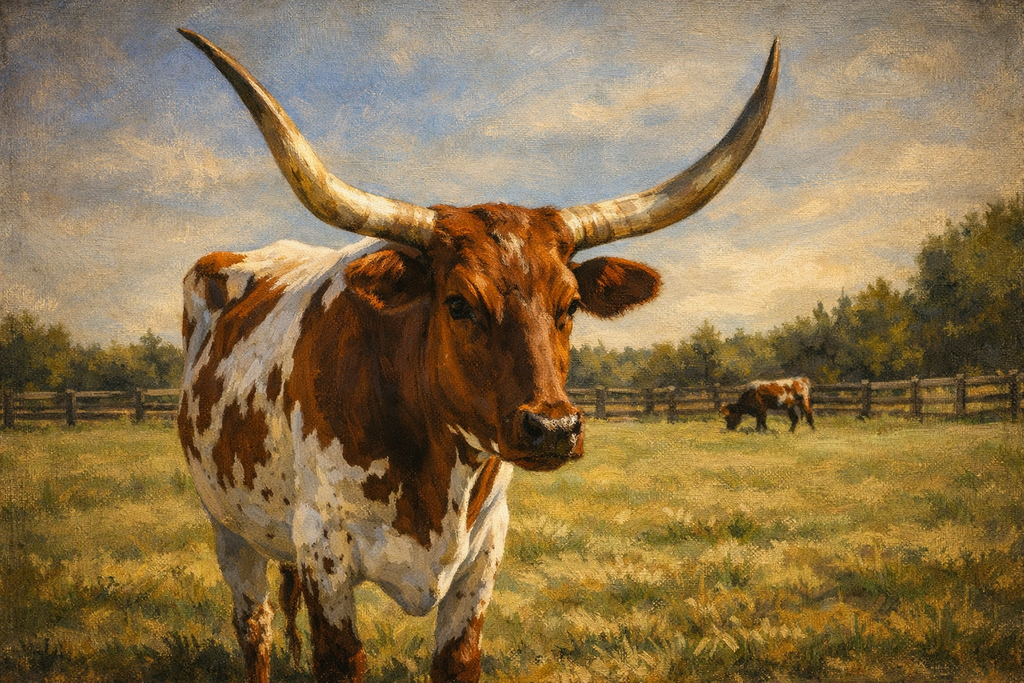 Painterly Longhorn Portrait Classic Unisex Crewneck T-shirt