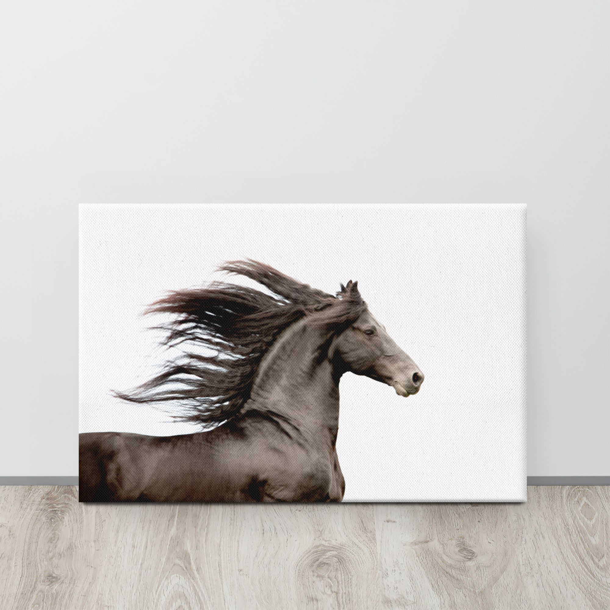 Dark Horse Running, Black and White Equine Wall Art