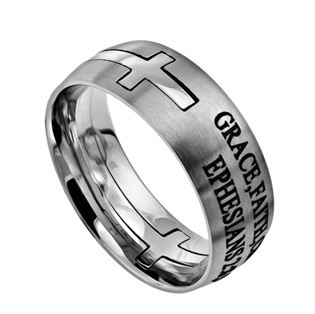 Silver Square Double Cross Ring