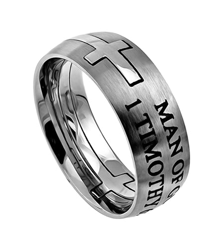 Silver Square Double Cross Ring