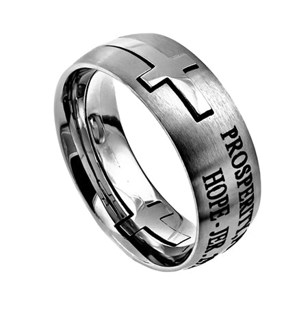 Silver Square Double Cross Ring