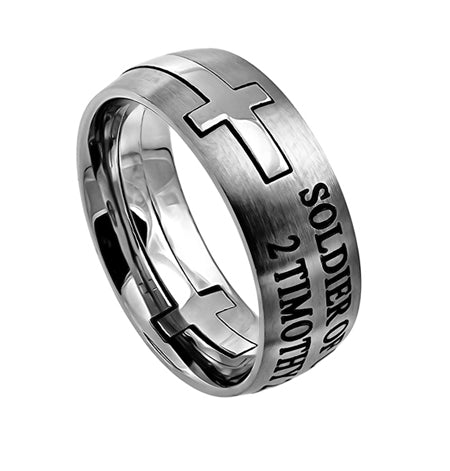 Silver Square Double Cross Ring