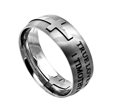 Silver Square Double Cross Ring