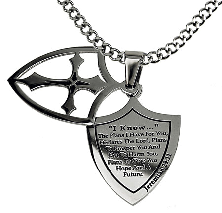 Two Piece Shield Cross Necklace