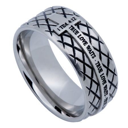 Silver Diamond Back Cross Ring