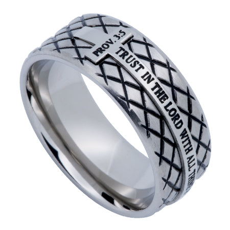 Silver Diamond Back Cross Ring